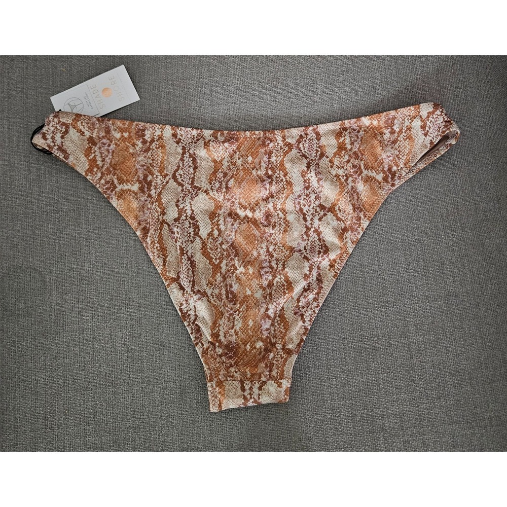 Shade and Shore Multicolor Snakeskin High Leg Extra Cheeky Bikini Bottoms Large